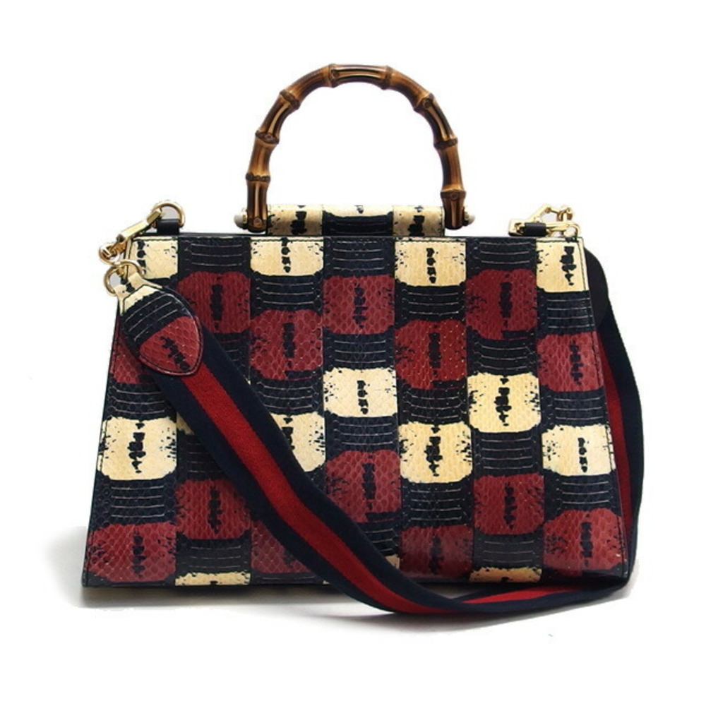 Gucci Handbag Python Nimfair Sherry Leather Bamboo